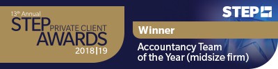 STEP Private Client Awards 2018/19 Winner - Accountancy Team of the Year (midsize firm)